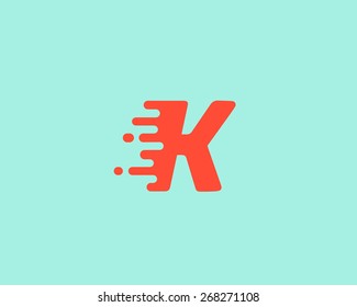 Abstract letter K logo design template.  Dynamic vector unusual font. Universal fast speed fire moving water quick energy drop icon.