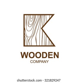 Abstract letter K logo design template with wooden texture,home,Logo design,Vector illustration,concept wood, sign,symbol,icon,Interesting design template for your company logo