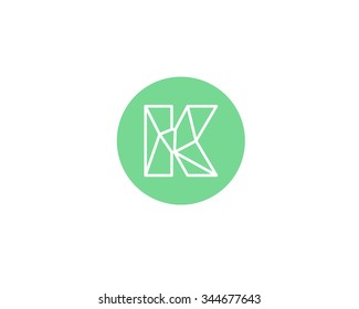 Plantilla Abstractas del diseño del logotipo de la letra K. Signo de línea simple de la estructura. ?Contacto, negocio, medicina, desarrollo, icono del símbolo del Vector del App móvil. 