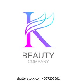 Abstract letter K logo design template with beauty industry and fashion logo.cosmetics business, natural,spa salons. yoga, medicine companies and clinics