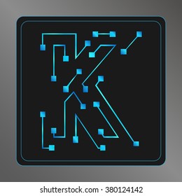 Abstract letter K  logo design template,technology,electronics,digital,dot connection cross vector logo icon logotype