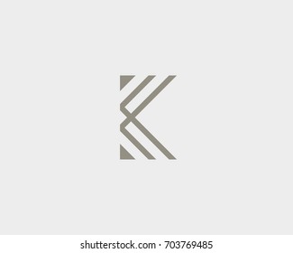 Abstract letter K logo design. Linear vector monogram symbol. Premium business icon logotype.