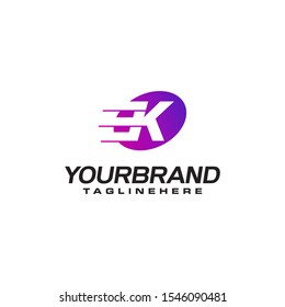 Abstract letter K logo with fast speed lines fast speed moving delivery concept design