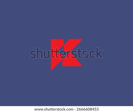 Abstract letter K logo with lightning inside. Universal vector monogram sign logotype. Creative letter logo from geometric shapes. Power energy symbol.