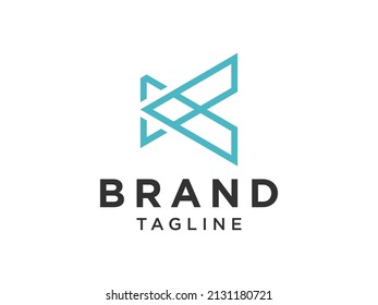 Abstract Letter K Logo Rounded Line with Line. Flat Vector Logo Design Template Element. 