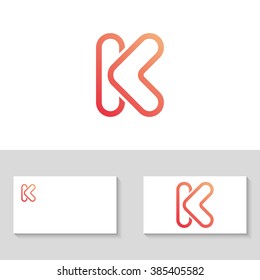 Abstract letter K logo template. K logo. Letter K icon. Business logo template. Outline letter K. Vector. Minimal logo. Monogram. Flat logo