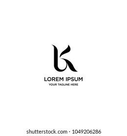 Abstract letter K logo vector design. Curve symbol icon template.