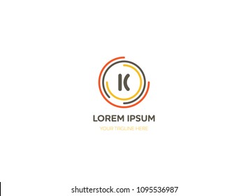 Abstract letter K logo vector design. Icon technology and circle concept template.