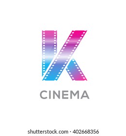 Abstract letter K logo for videotape film production