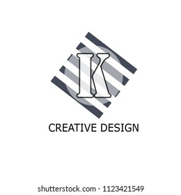 Abstract letter K logotype. Modern logo idea sign. Universal emblem vector icon. Vintage can be used for office, agency, brand, business card, restaurant, boutique, hotel. Vector illustration.