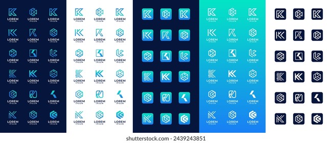 abstract letter K logotype set collection