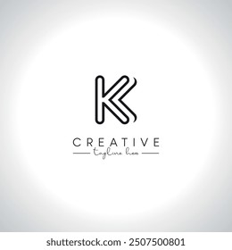 Diseño de logotipo de línea artística de monograma de letra K Abstractas. Plantilla inicial del Vector.