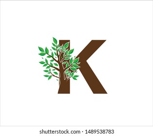 Abstract Letter K Nature Tree Logo Icon. 