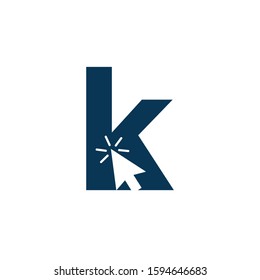 abstract Letter K with pointer mouse Logo design vector template.