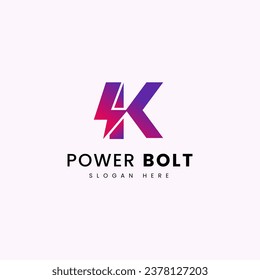 Abstract letter K Power Bolt Logo Design Vector Image