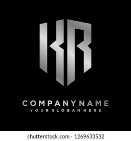 Abstract letter K R shield logo design template