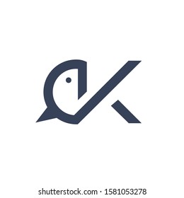 Abstract letter K simple character logo vector design.	
