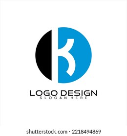 Abstract letter K vector logo design with circle.