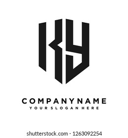 Abstract letter K Y shield logo design template