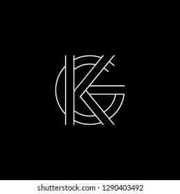 Abstract letter KG GK. Minimal logo design template. Vector letter logo with white and black color.