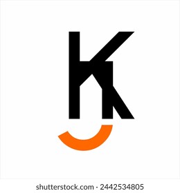 Diseño del logotipo de la letra abstracta KHJ con una ilustración de una silla en la letra H y un símbolo de la casa en el espacio negativo. Se puede utilizar para los logotipos de la identidad de la empresa inmobiliaria, muebles.