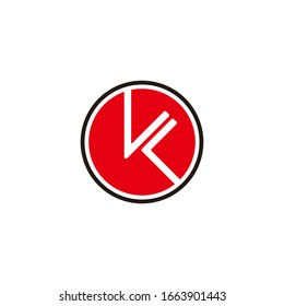 abstract letter kl negative space circle geometric line logo vector