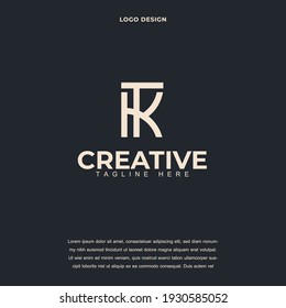 Abstract letter kt and tk icon logo design vector illustration, letter kt and tk luxury company branding Creative logo design