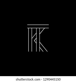 Abstract letter KT TK. Minimal logo design template. Vector letter logo with white and black color.
