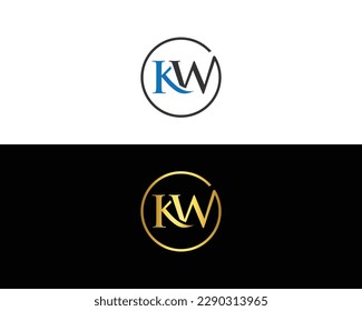 Abstract Letter KW Logo Icon Design Creative Simple Initial Vector Template.