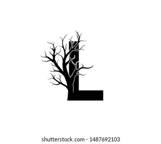 Abstract Letter L Dead Tree Logo Icon. 