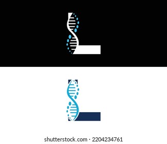 Abstract Letter L DNA Biology Logo Concept. Creative Science, Laboratory and Biotechnology Vector Icon.