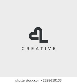 Abstract letter L heart logo vector symbol. Valentines day ribbon logotype concept.