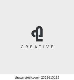 Abstract letter L heart logo vector symbol. Valentines day ribbon logotype concept.