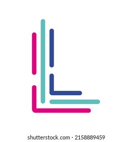 Abstract Letter L Line Colorful linear logotype. modern letter lines with new pop art colors. Font alphabet template. Logo set thin line clean style.