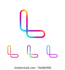 Abstract Letter L Line Monogram Colorful loops logotype, Circle shape, swirl spiral infinity logo symbol, Technology and digital connection