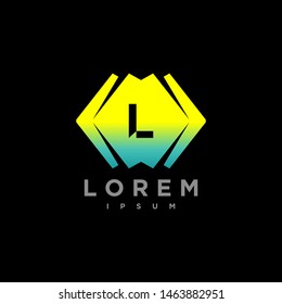 Abstract letter L logo design template. yellow and black Color hexagon creative sign. Universal vector icon.