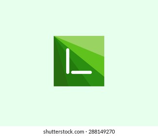 Abstract letter L logo design template. Colorful green leaf global eco vector icon. Modern colorful square symbol