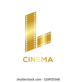 Abstract letter L logo Gold color for videotape film production