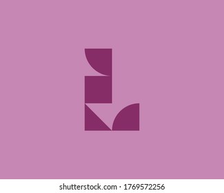 Abstract letter L logo icon design modern minimal style illustration. Creative alphabet from purple geometric shapes vector emblem sign symbol mark logotype