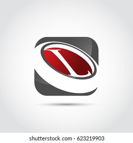 Abstract Letter L Logo and Icon. Black and Red Color. Vector Illustrator Eps.10