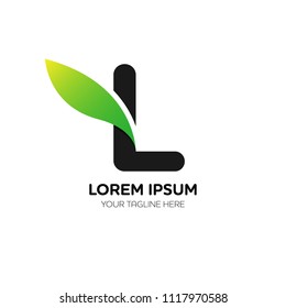 Abstract letter L logo vector design. Icon eco character and leaf concept template.