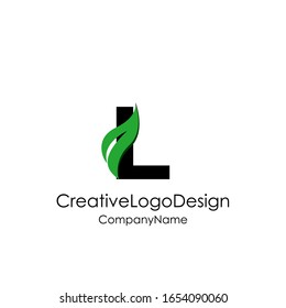Abstract letter L logo vector design. Icon eco character and leaf concept template