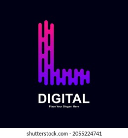 Abstract letter L modern vector logo design font. Suitable for typography technology electronic, geometric technology font and modern futuristic design 