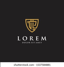 Abstract letter L P PL shield logo design template