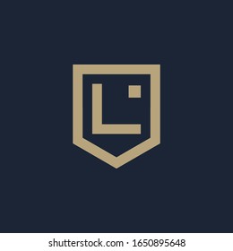 Diseño del logotipo Carta L Shield abstracto. Geometría de línea de escudo para el logotipo de seguridad de la empresa. Plantilla de icono de logotipo para Web y tarjeta de presentación. - vector
