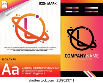 Abstract letter L with space planet logo concept