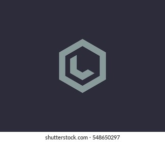 Abstract letter L vector logotype. Line hexagon creative simple logo design template.  Universal geometric symbol font icon.