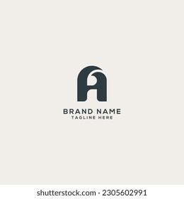 Abstract Letter A With Leaf Logo. Flat vector logo design template element.