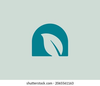 Abstrakter Buchstabe A mit Blatt-Vektorlogo, moderne minimalistische Illustration. Universeller Charakter, frischer, veganischer Zeichensymbol, Logo
