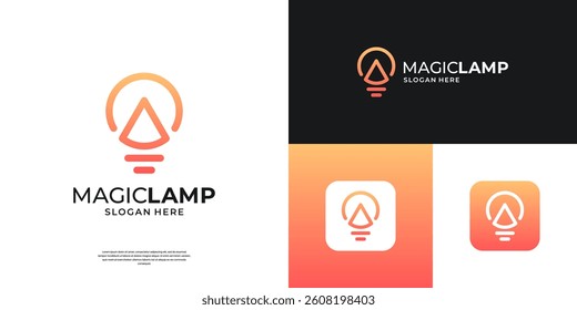 Abstract letter A with light bulb logo symbol for business, innovation and technology.
